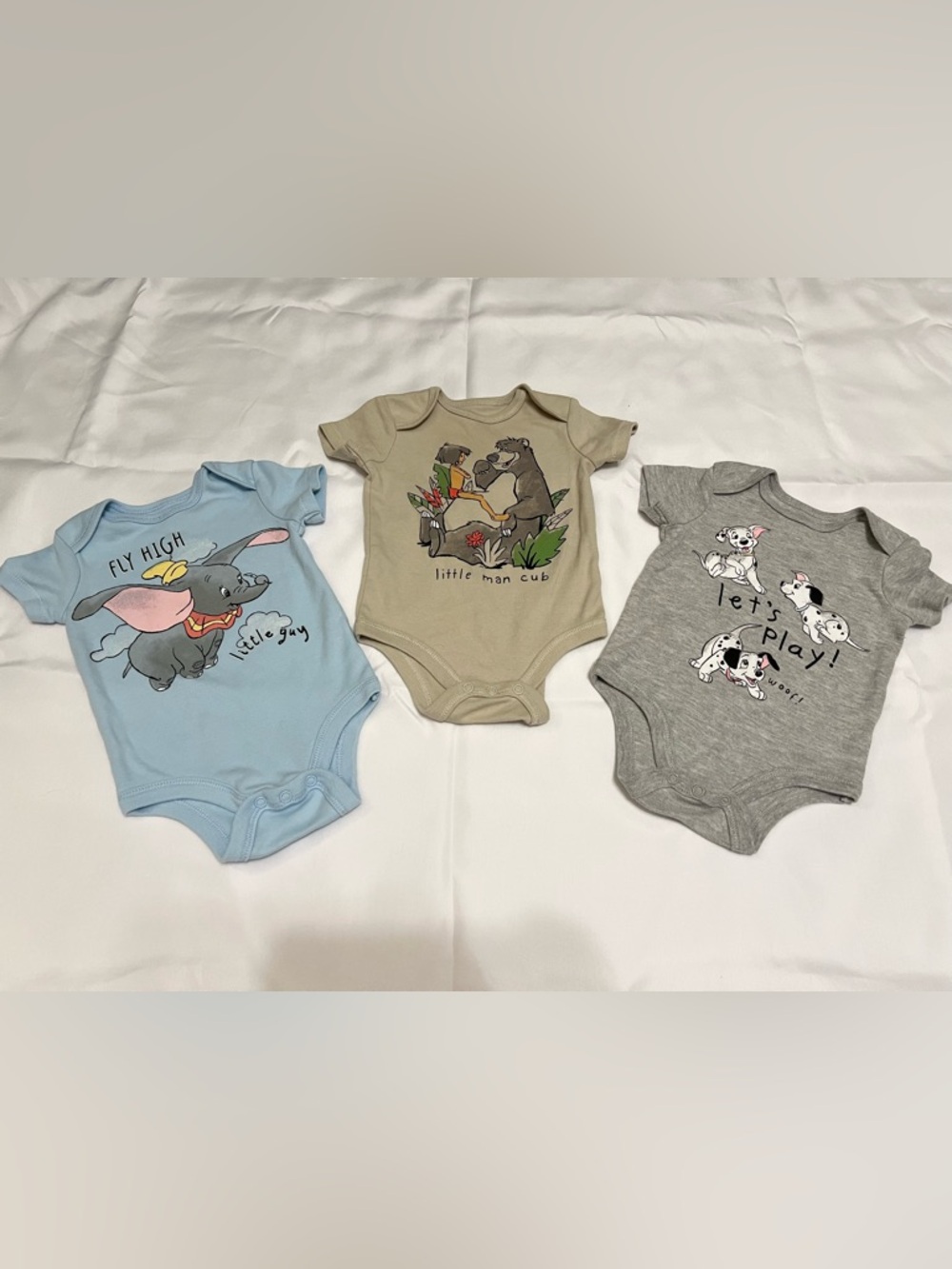 Disney Baby Boy 3-Pack Graphic Bodysuit Set - Blue, Tan, Gray